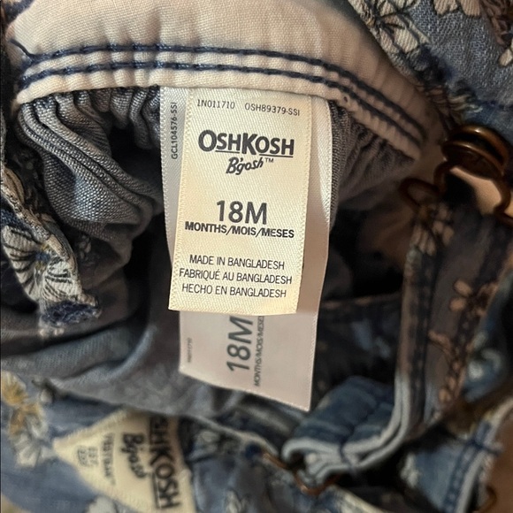 OshKosh B'gosh Blue Floral Kids Denim Overall dress - Picture 2 of 2